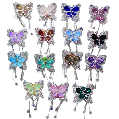 Heavy Industry Soft Pottery Three-dimensional Advanced Sense Butterfly Crystal Tassel Beads Wear Pen Loose Beads Handmade Mobile Phone Chain Accessories DIY