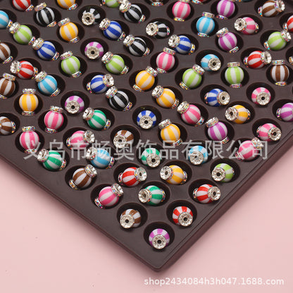 Macron Contrast Color Watermelon Stripe Acrylic Drilled Ring Large Hole Bead Color Barrier Bead Round Bead Loose Bead DIY Car Hanging Hand