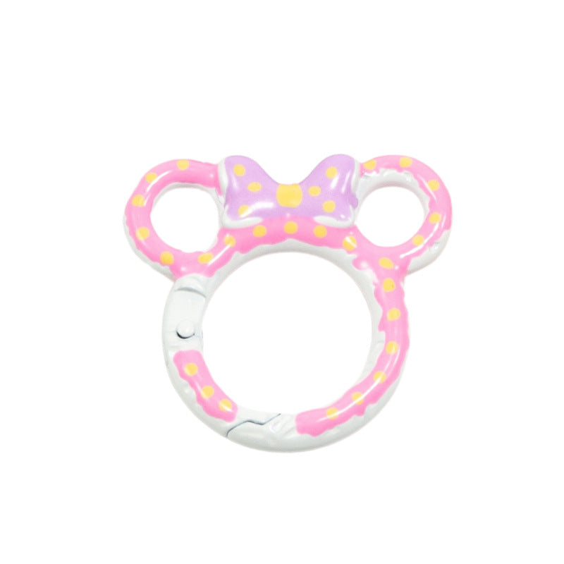 38*35mm Painted Color Spring Buckle Mickey Open Ring Hand Painted Spring Ring Keychain DIY Accessories Alloy Connecting Ring
