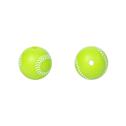 Factory Spot 15mm Silicone Beads Baby Teething Necklace Loose Beads Football Basketball Water Transfer Silicone Beads Wholesale