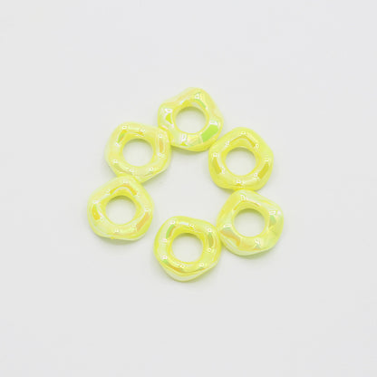 16Mm Color Electroplated Lace Wave Stacked Le Large Hole Beads Diy Handmade Beaded Loose Beads Bracelet Accessories Wholesale