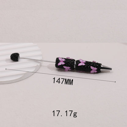 Cross-border creative butterfly soft pottery full of diamonds handmade bead pen DIY small gift gift pen creative ballpoint pen