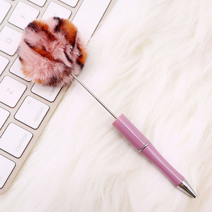 DIY hairball bead pen, cute furry gift pen, multi-color beadable ballpoint pen beadedpen spot