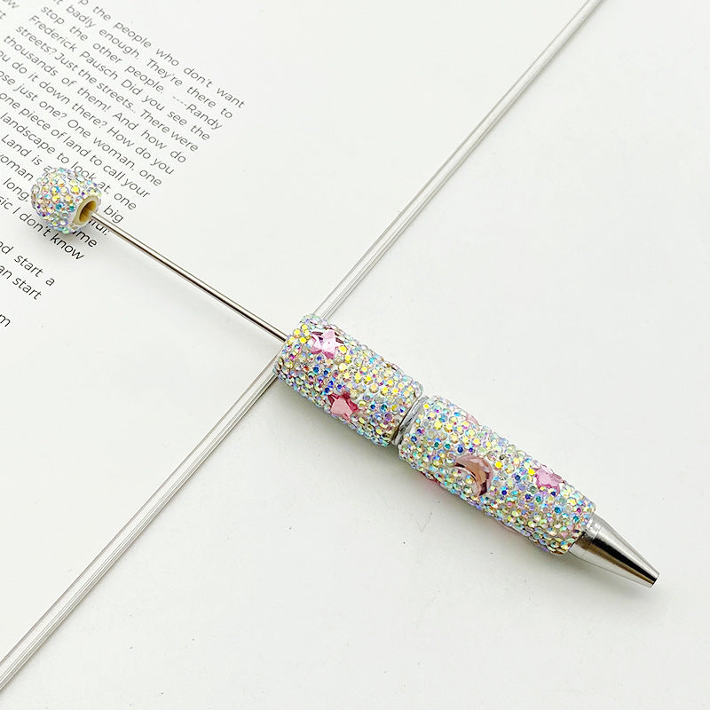 DIY cute star moon bead pen, colorful full diamond wear beads ballpoint pen cross-border explosion cute pen wholesale