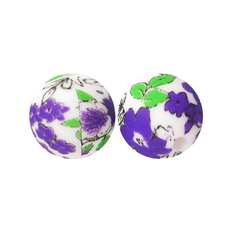 15mm Silicone Beads Water Transfer Beads DIY Jewelry Bead Pen Loose Beads Wholesale #151-200