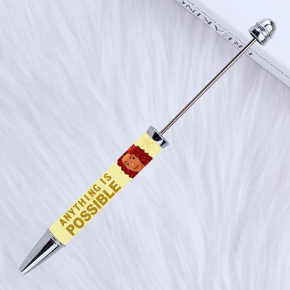 DIY Plastic Beadable Pens with Witty Sayings and Girls Prints