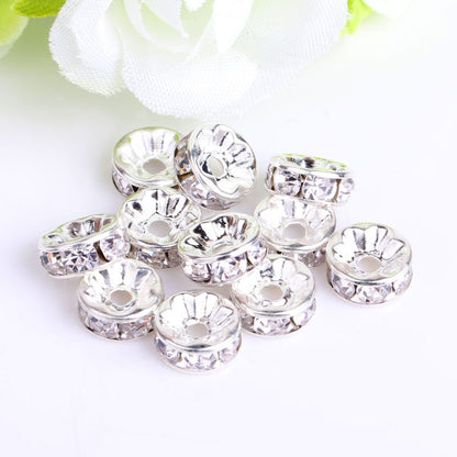 12Mm Hand-drilled Ring Spacer Beads, Colored Bracelet with Diamond Spacer Wheel Ring DIY Jewelry Accessories