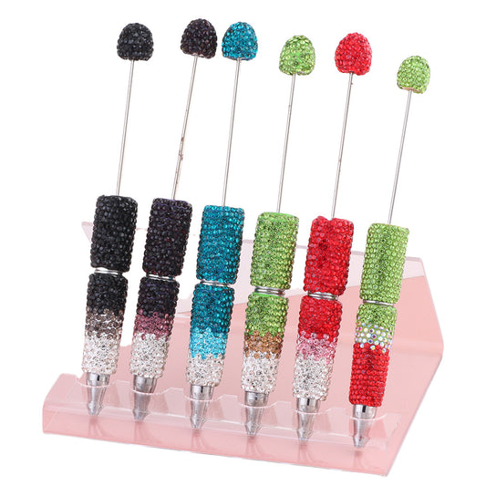 Beadable Pens with Christmas Red Green AB Color Clay Rhinestones Covered the Entire Pen