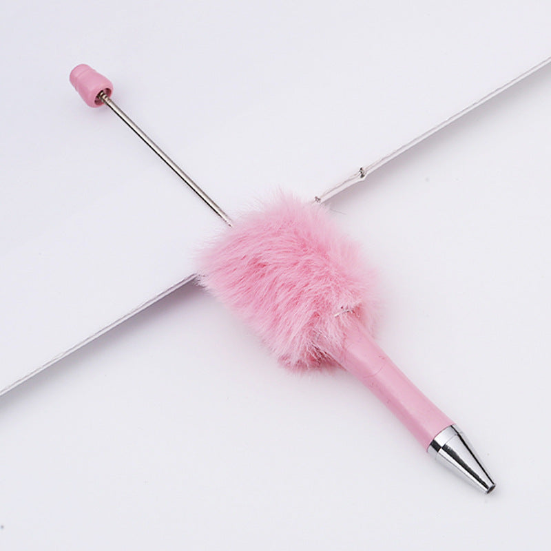 DIY plush bead pen new bead-piercing hairball bead pen cross-border Beadedpen cute cartoon gift pen