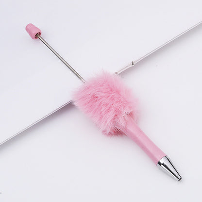 DIY plush bead pen new bead-piercing hairball bead pen cross-border Beadedpen cute cartoon gift pen