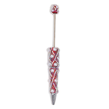 Cross-border explosion heavy industry full diamond pearl chain bead pen DIY rotating ballpoint pen mobile phone chain accessories material