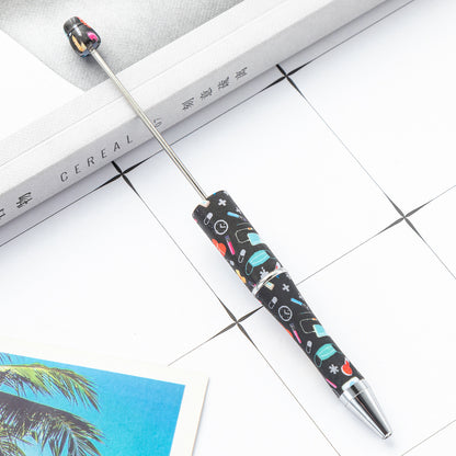 Creative DIY plastic bead pen new nurse section series beaded ballpoint pen spot wholesale printing bead pen
