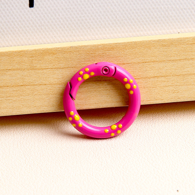 25mm Cat Paw Candy Color Metal Paint  Spring Chain Keychain Pendant DIY Jewelry Accessories Ring Buckle Backpack Buckle
