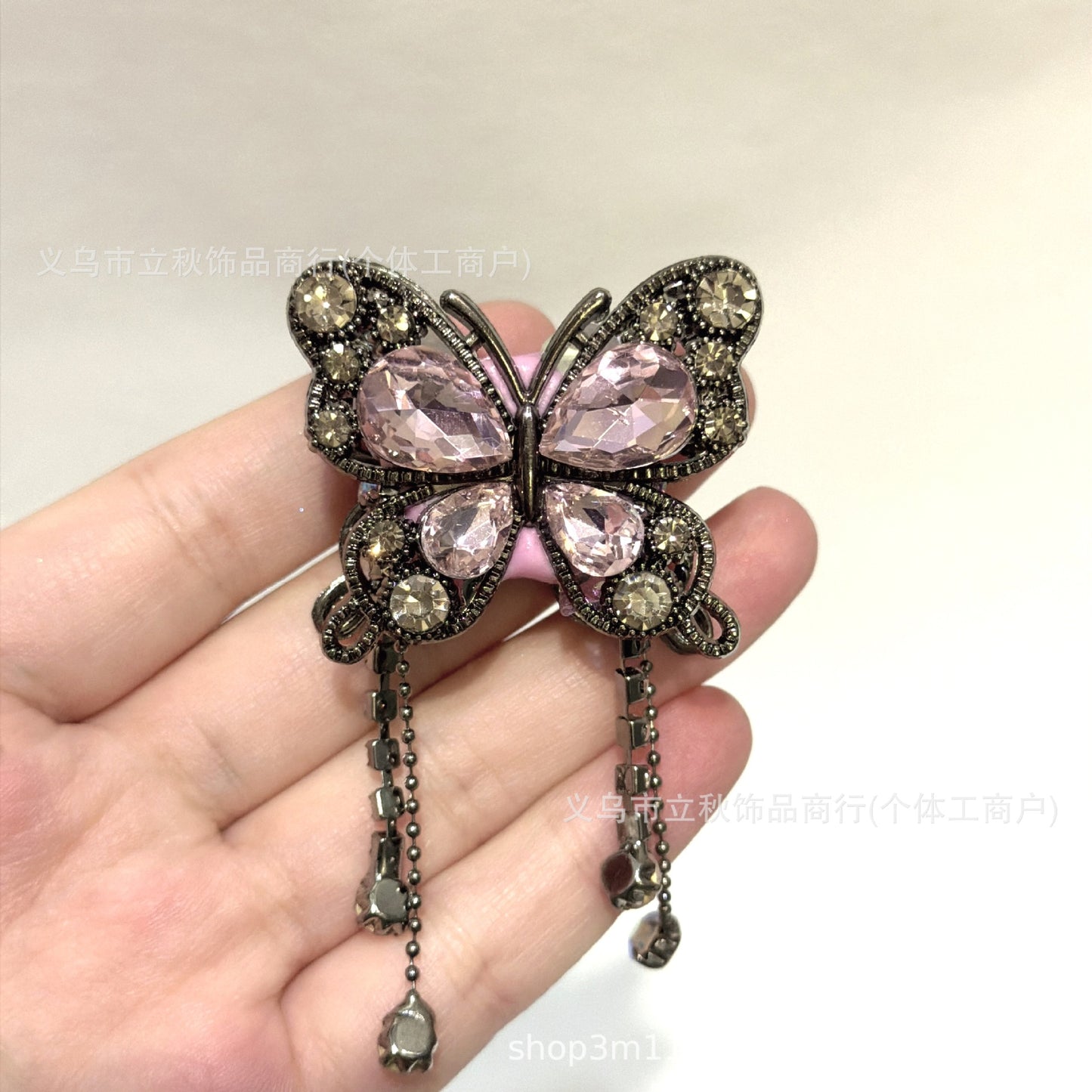 Heavy Industry Soft Pottery Three-dimensional Advanced Sense Butterfly Crystal Tassel Beads Wear Pen Loose Beads Handmade Mobile Phone Chain Accessories DIY