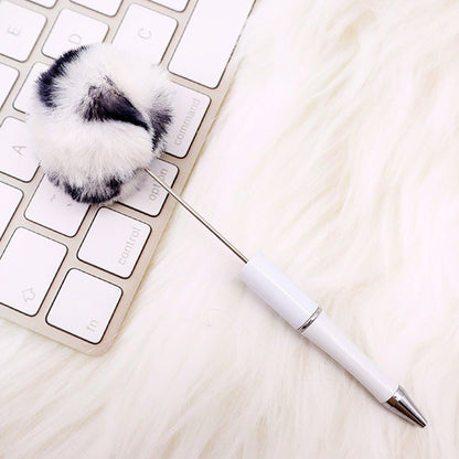 DIY hairball bead pen, cute furry gift pen, multi-color beadable ballpoint pen beadedpen spot