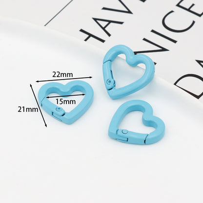 Love Paint Colored Zinc Alloy Spring Buckle, Heart-shaped Open Spring Ring, Luggage, Keychain DIY Jewelry Accessories Random Mix