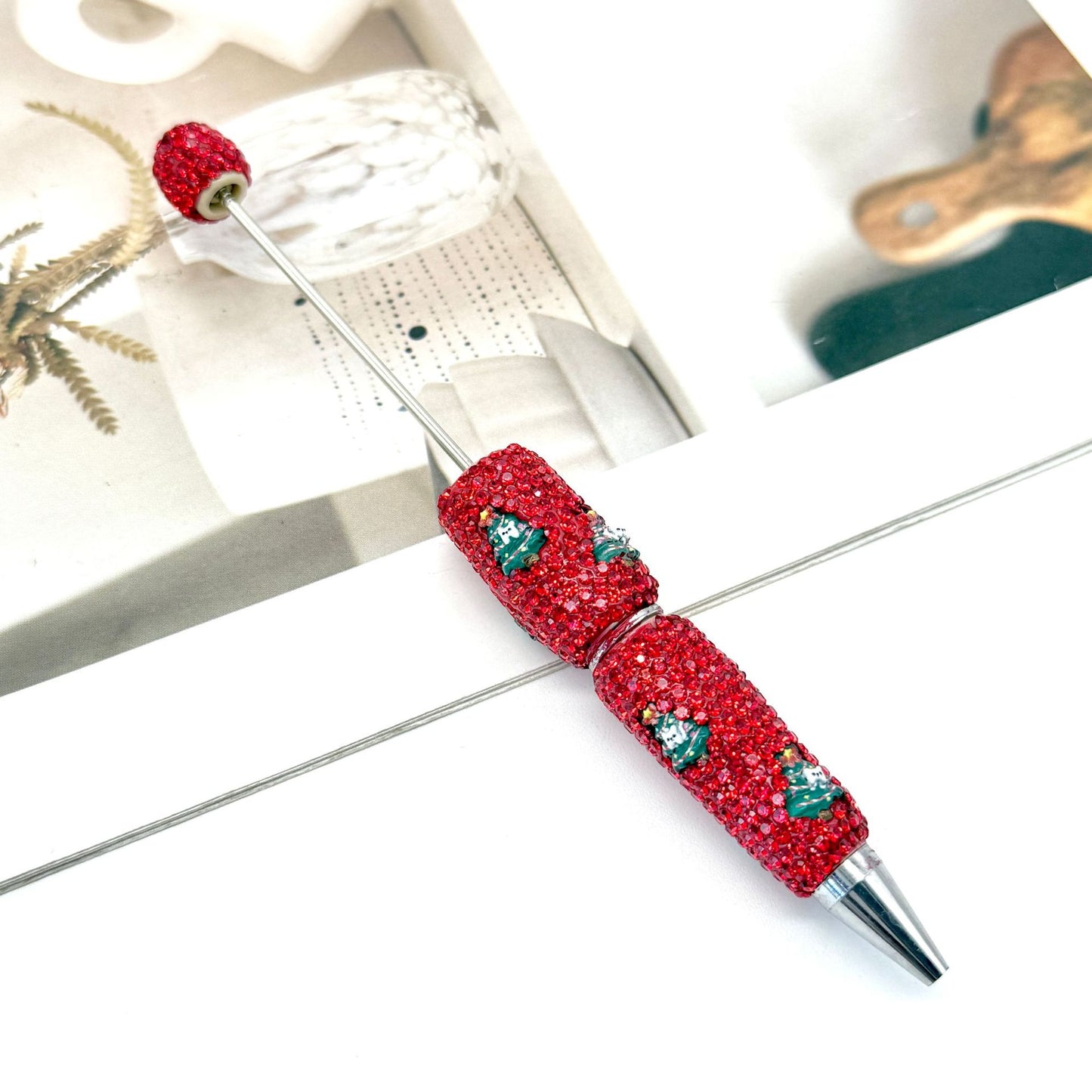 New Christmas full drill pen, creative DIY bead pen Santa Claus Elk Snowman KT cat cartoon gift pen