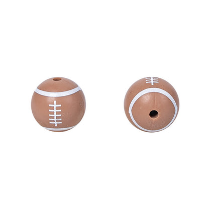 Factory Spot 15mm Silicone Beads Baby Teething Necklace Loose Beads Football Basketball Water Transfer Silicone Beads Wholesale