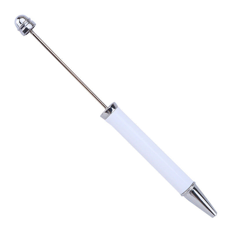 DIY Beadable Pens that can be Decorated with Pen Wraps and Beads, White-Silver Color