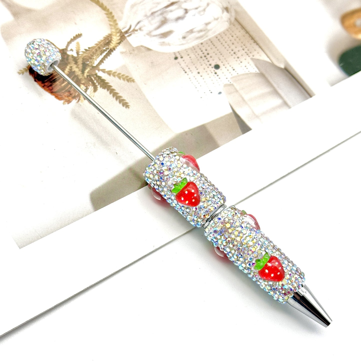 DIY Mengqu fruit full diamond bead pen, creative cute fruit and vegetable theme cute grain pen, heavy industry full diamond pen