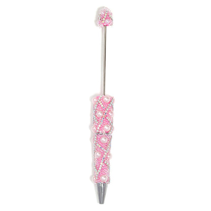 Cross-border explosion heavy industry full diamond pearl chain bead pen DIY rotating ballpoint pen mobile phone chain accessories material