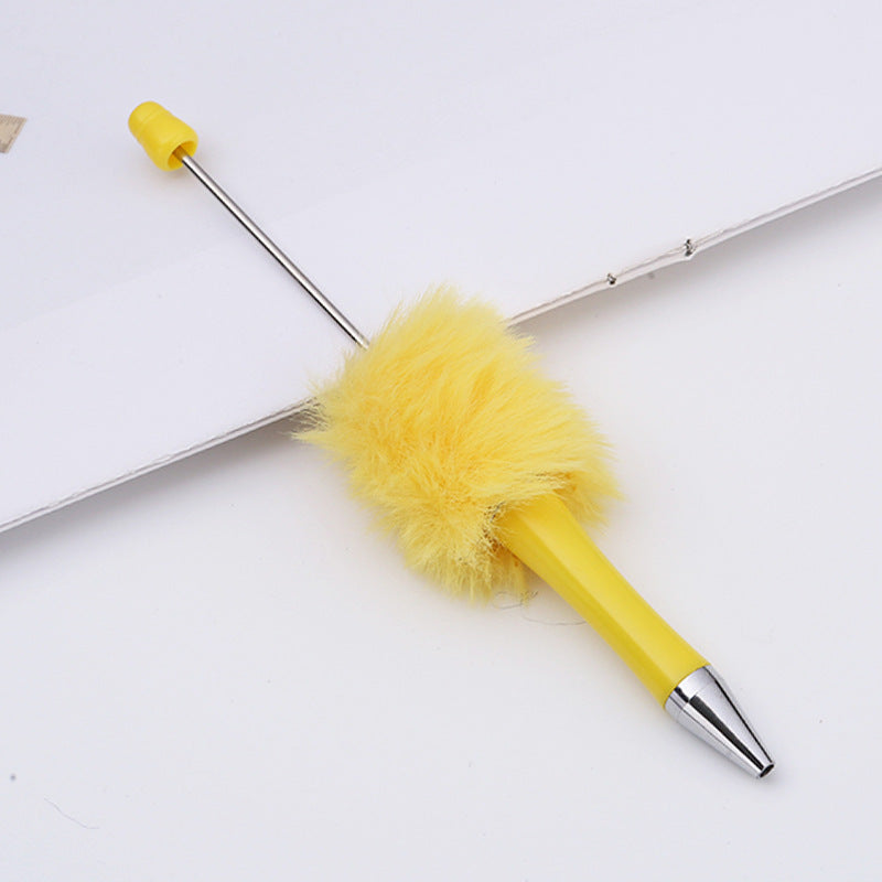 DIY plush bead pen new bead-piercing hairball bead pen cross-border Beadedpen cute cartoon gift pen