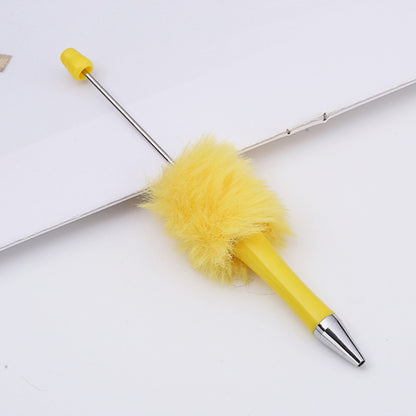 DIY plush bead pen new bead-piercing hairball bead pen cross-border Beadedpen cute cartoon gift pen