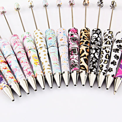 DIY printing pattern bead pen creative leopard print floral cow bead pen cross-border beadedpen spot wholesale