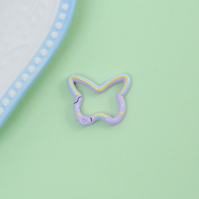 25*30mm Color Butterfly Spring Buckle Paint Alloy Buckle Handmade DIY Pendant Doll Bag Keychain Accessories
