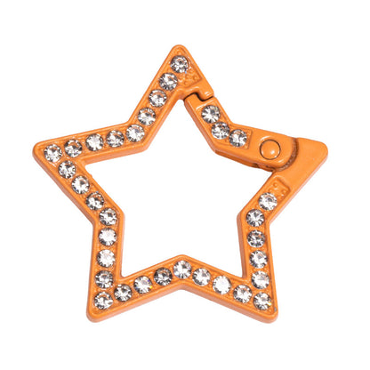 34mm Painted Diamond Spring Buckle Star Opening Ring Spring Ring Keychain DIY Small Accessories Alloy Connecting Ring