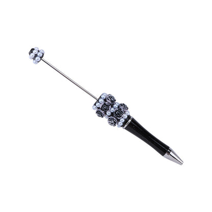 DIY new heavy industry bead pen, flower pearl bead pen, handmade patch pen cap with drill swirling gift pen
