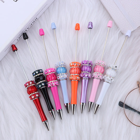 DIY rose mermaid bead pen, creative flower patch beaded ballpoint pen romantic mermaid plastic pen wholesale