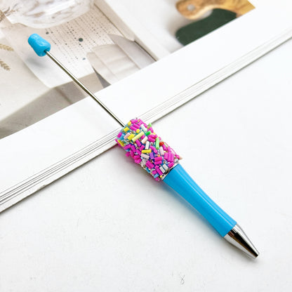 DIY colored sugar bead pen ins colored sugar needle candy cute pen, colored chocolate candy beaded ballpoint pen spot