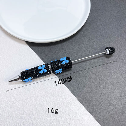 Cross-border full diamond soft pottery bow small fresh bead pen DIY creative multi-color diamond-encrusted gift pen ballpoint pen