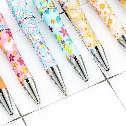 DIY plastic bead pen creative Easter rabbit ballpoint pen spot wholesale multi-color printing spinning bead pen