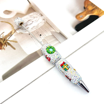 New Christmas full drill pen, creative DIY bead pen Santa Claus Elk Snowman KT cat cartoon gift pen