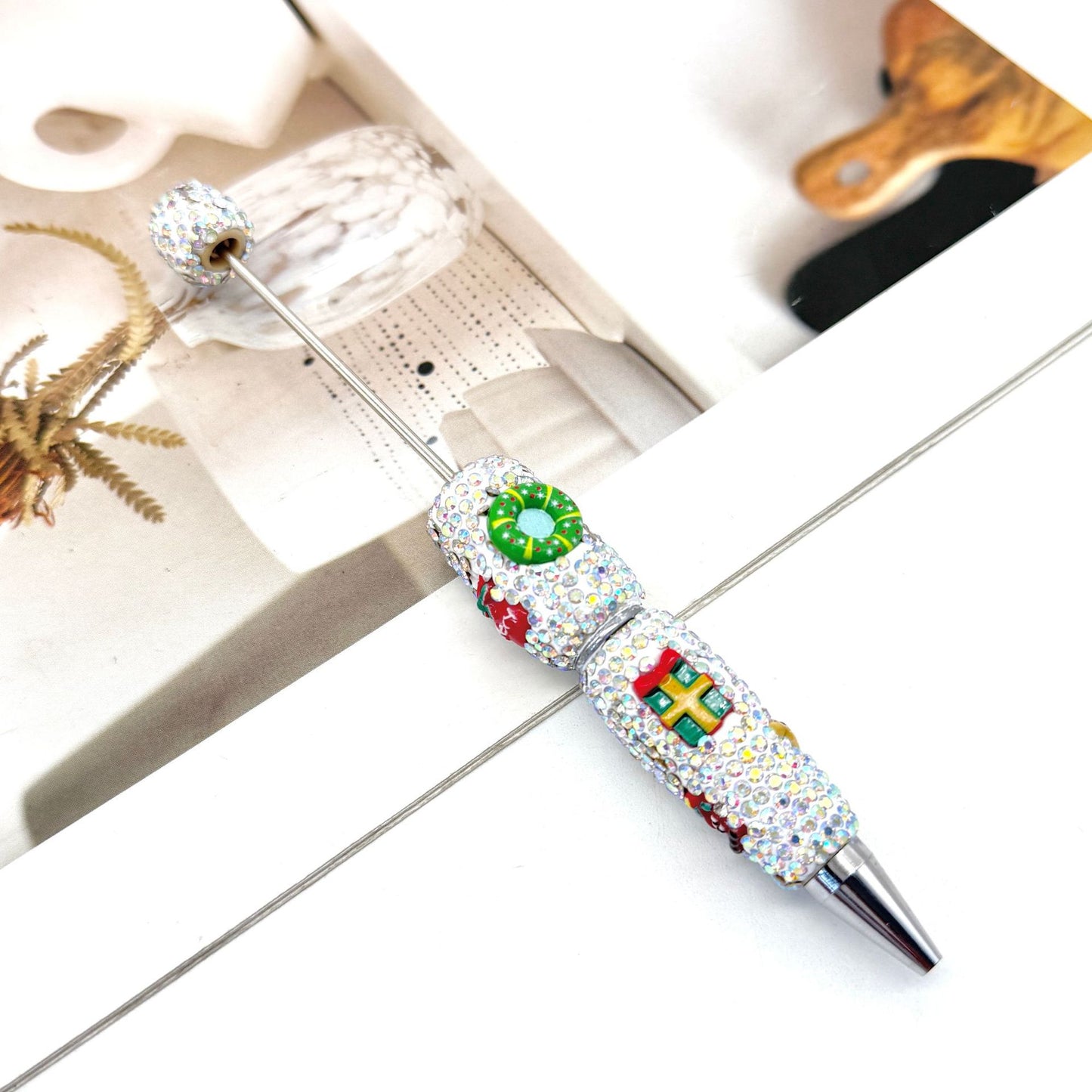 New Christmas full drill pen, creative DIY bead pen Santa Claus Elk Snowman KT cat cartoon gift pen