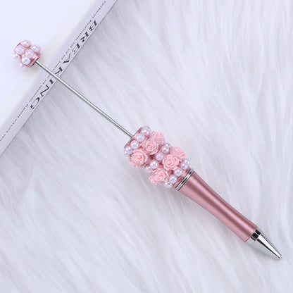 DIY new heavy industry bead pen, flower pearl bead pen, handmade patch pen cap with drill swirling gift pen