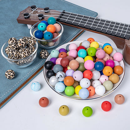 9 Mm Food Grade Silicone Beads Colored Round Loose Beads Handmade DIY Beaded Bracelet Pacifier Chain Accessories Spot Wholesale
