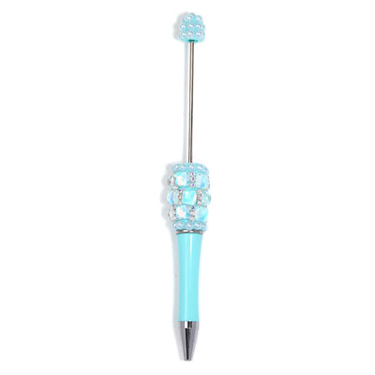Creative DIY bead pen heavy industry high value square diamond pearl diamond bead pen multi-color plastic rotating ballpoint pen
