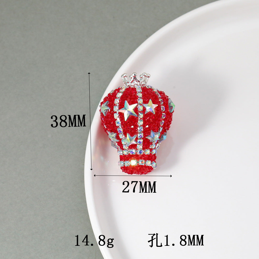 TK new diamond-encrusted vertical hole hot air balloon loose beads DIY mobile phone chain keychain bead pen necklace bead accessories