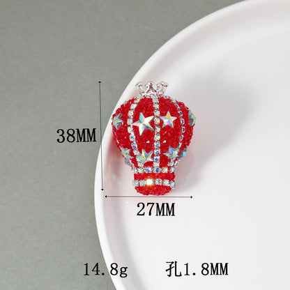 TK new diamond-encrusted vertical hole hot air balloon loose beads DIY mobile phone chain keychain bead pen necklace bead accessories