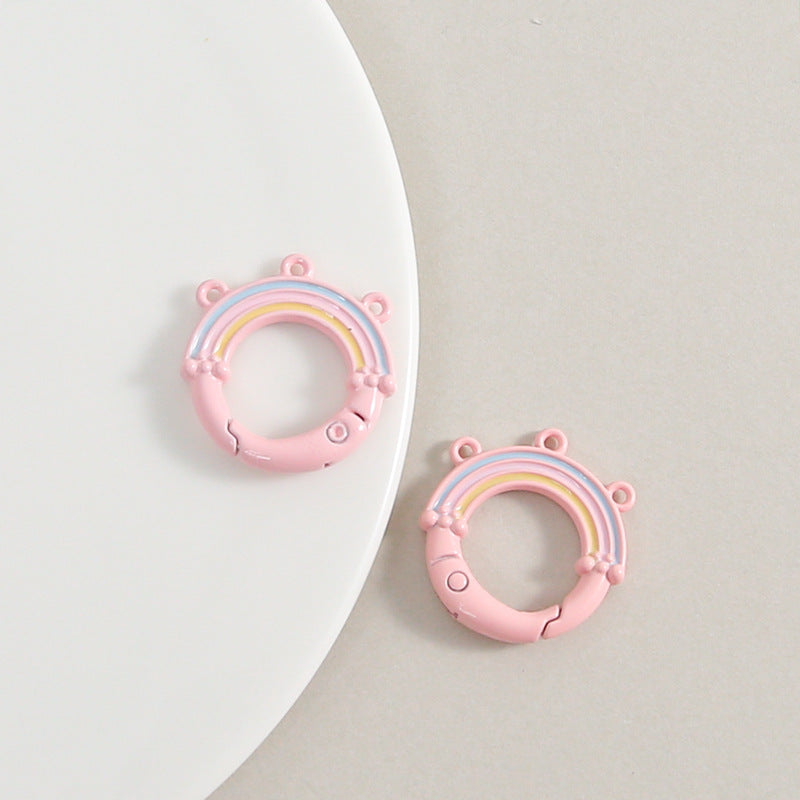 Creative Little Fresh Rainbow with Three Rings of Spring Buckle Jewelry Accessories Bag Buckle Keychain DIY Pendant Material Wholesale