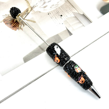 Halloween full diamond bead pen DIY skeleton pumpkin ghost series beaded ballpoint pen creative dark heavy pen