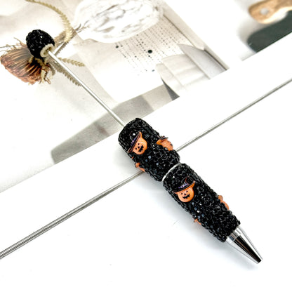 Halloween full diamond bead pen DIY skeleton pumpkin ghost series beaded ballpoint pen creative dark heavy pen