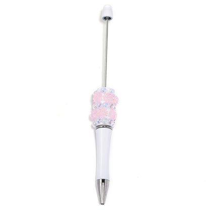 Heavy Industry Pearl Camellia DIY Beaded Pen Resin Rose DIY Beaded Rotary Ballpoint Pen Spot Wholesale