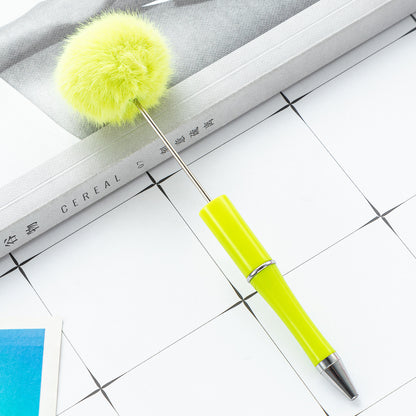 Creative DIY hairball bead pen wholesale cute wind fluffy gift pen new multi-color beaded ballpoint pen