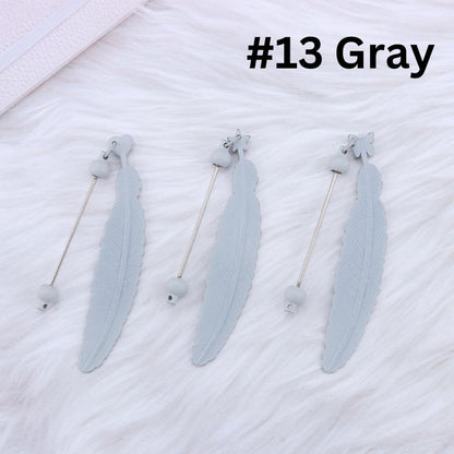 DIY Beadable Plastic Feather Shaped Bookmarks in Solid Colors, 147MM, Important: Please Read the Description