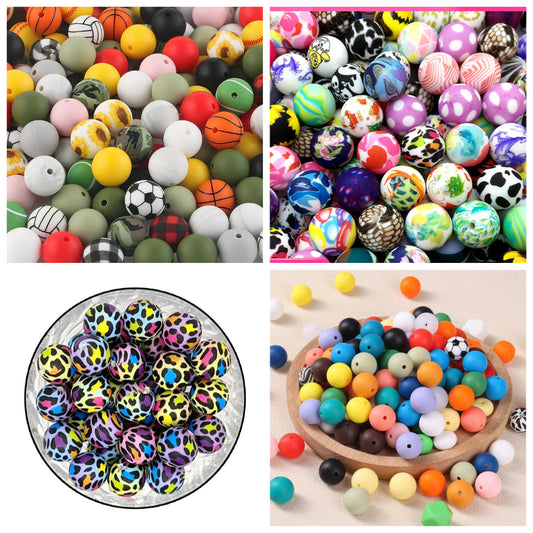 15mm Silicone Beads Water Transfer Beads DIY Jewelry Bead Pen Loose Beads Wholesale #101-150