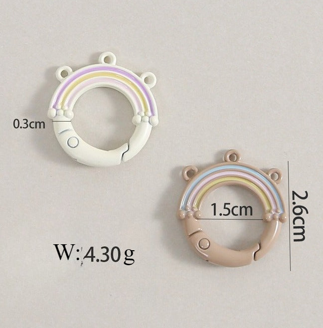 Creative Little Fresh Rainbow with Three Rings of Spring Buckle Jewelry Accessories Bag Buckle Keychain DIY Pendant Material Wholesale